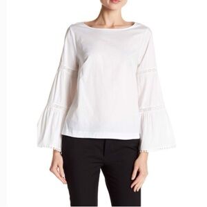 Nanette Lepore Spring Bloom White Bell Sleeve Tunic NWT Size XL